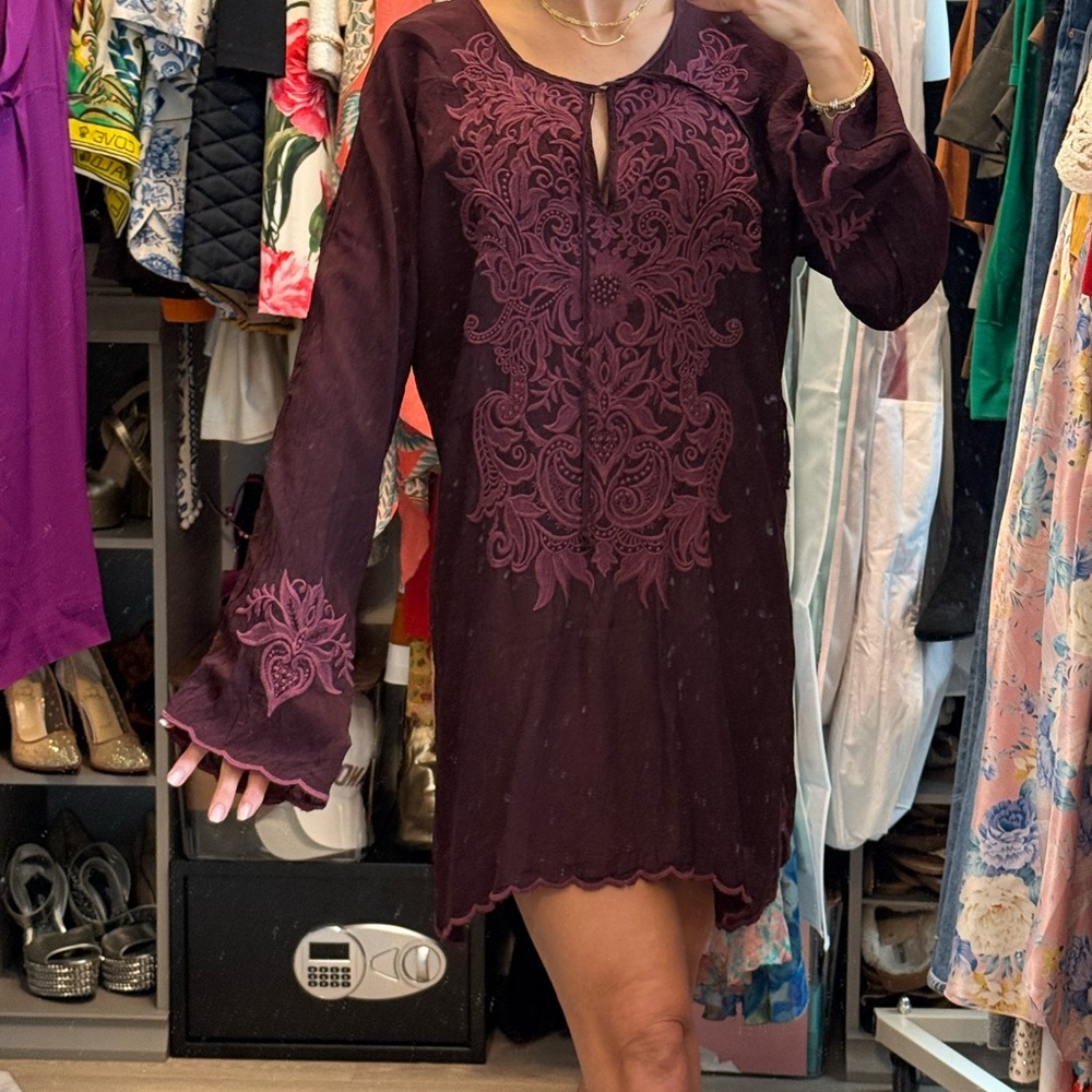 Johnny Was Embroidered Plum Tunic